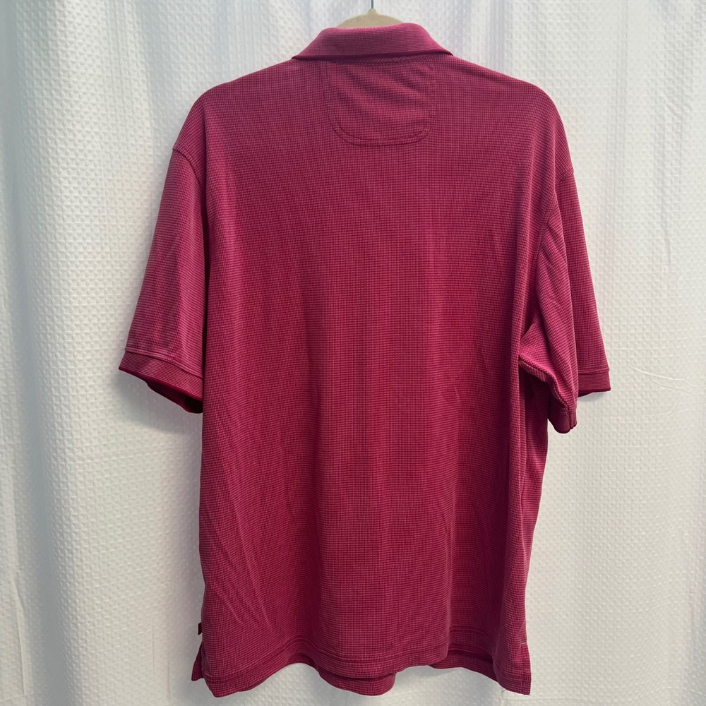 Tommy Bahama Mens Magenta Pink Waffle Knit Short Sleeve Polo Shirt Marlin Logo - Picture 6 of 8